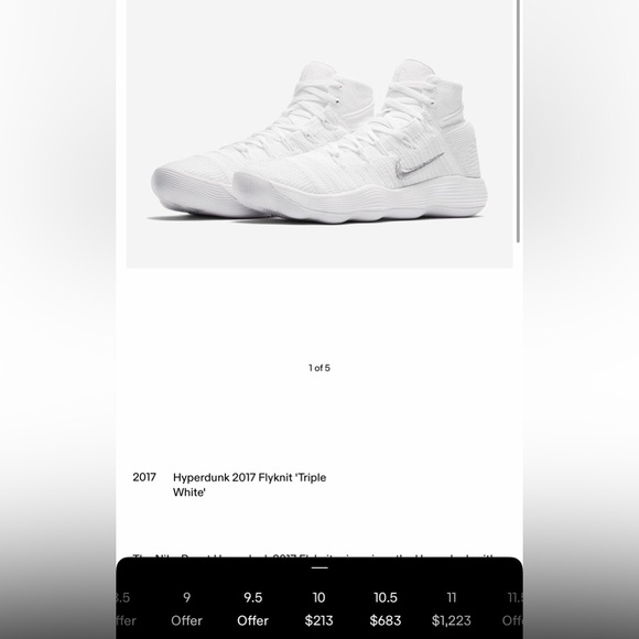 Nike Hyperdunk 2017 Flyknit 'White Mens size 10.5 - Picture 8 of 9